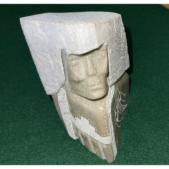 Hand Carved Alabaster Native American Navajo Indian Sculpture Signed by J. KIEN - Picture 5 of 12